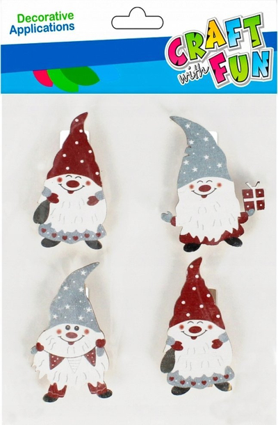 Ornamente për zbukurim Krishtlindjesh Craft with Fun 521577, set me 4 copë, me Santa Claus