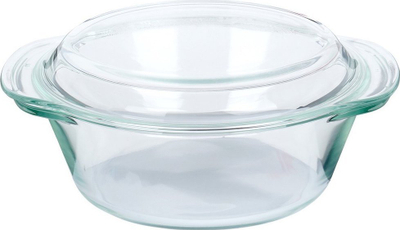 Enë pjekjeje e rrumbullakët me kapak, e thellë, për furrë, xham transparent