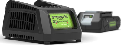Set baterie me karikues Greenworks GSK24B2, 24V Li-ion 2Ah, karikues standard 2Ah, i zi