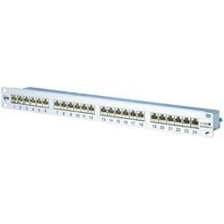 Patch panel rrjeti 24 porta RJ45, 19", 1.75", ngjyrë argjendi
