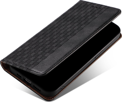 Këllëf telefoni Hurtel Magnet Strap për Samsung Galaxy S22 Ultra, lëkurë eko, tip portofol, i zi