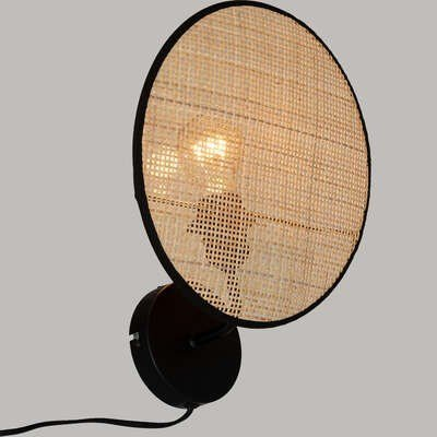 Llambë murale Atmosphera Rattan Wicker, Ø 27 cm, kornizë e zezë, ratan natyral
