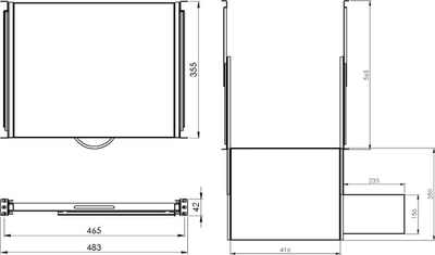 Sirtar tastiere edhe miu Delta P19R/350/G-KM, për kabinet 19" RACK, i rregullueshëm, gri