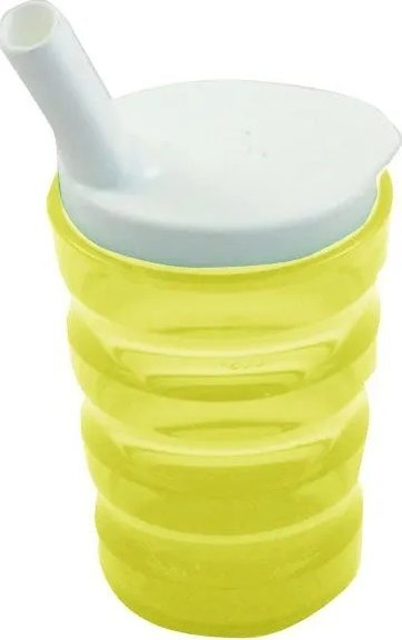 Пластична чаша Сундо Риббед Кап, 200ml, со капак против протекување, жолта