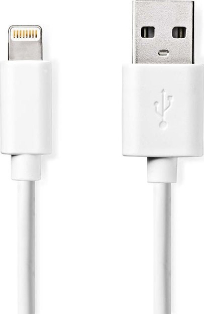 Kabllo Nedis Lightning, USB A në Lightning, 1m, e bardhë