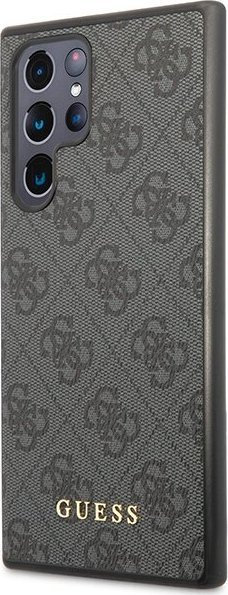 Mbulesë telefoni Guess 4G Metal Logo, për Samsung Galaxy S24 Ultra, lëkurë eco, gri