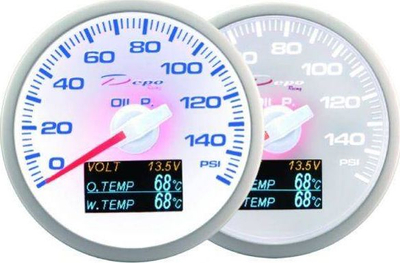 Matës universal Depo WBL 4in1, 60mm, presion vaji temperaturë ujë volt, i bardhë