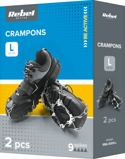 Microspikes Rebel Active, madhësia L 41–44, për këpucë mali, me thumba çeliku