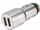 Karikues makinë USB Universal, 2 porta USB, trup metalik, argjendtë