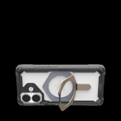 Maskë mbrojtëse UAG Plasma XTE MagSafe për iPhone 17, me këmbë mbajtëse, transparente gri titan