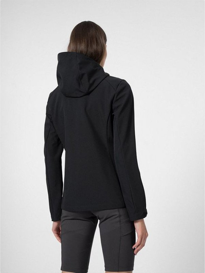 Xhaketë softshell për goca 4F W 4FSS23TSOFF048, me kapuç, grafit