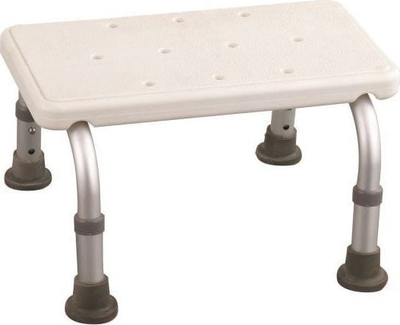 Stol dushi i rregullueshëm Bath Stool Step, alumin, kundër rrëshqitjes, i bardhë