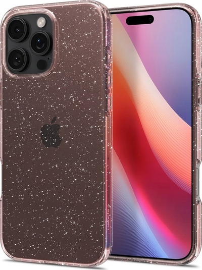 Kapak telefoni Spigen Liquid Crystal Glitter për iPhone 16 Pro, i tejdukshëm me shkëlqim, Rose Quartz