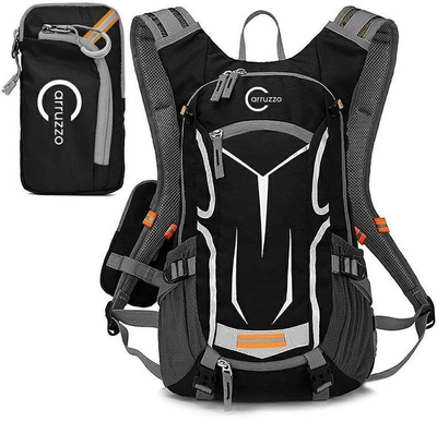 Shpinore sportive Carruzzo Trekking, 18L, rezistente ndaj ujit, e zezë portokalli