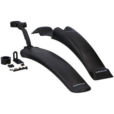 Set mbrojtëse balte biçiklete Dunlop MTB, 24"-26", plastikë, i zi