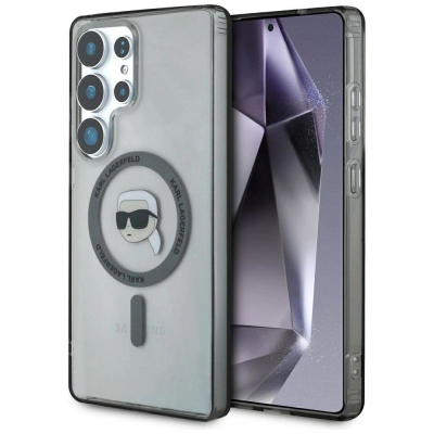 Kapak telefoni Karl Lagerfeld Button MagSafe për Galaxy S25 Ultra, TPU PC, transparent