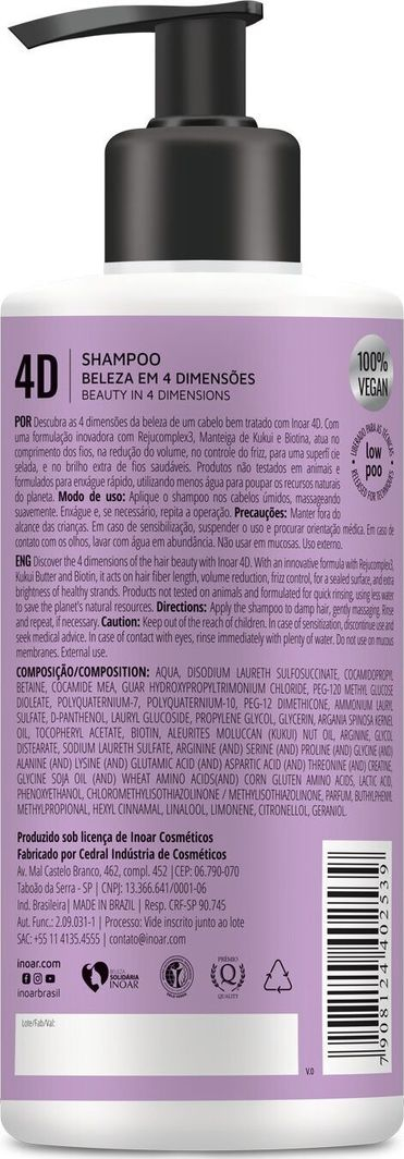 Shampon Inoar 4D, 400 ml