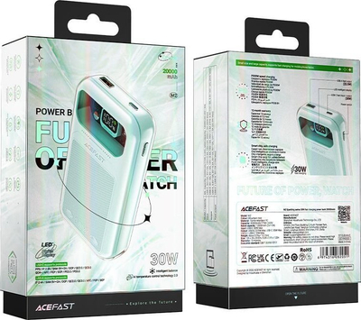 Надворешна батерија Acefast Sparkling Series, 20000mAh, 30W, лилава
