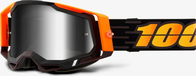 Syze motokrosi 100% Racecraft 2 Costume 2, lente Silver Mirrored anti-fog, lente rezervë transparente, kornizë e zezë portokalli
