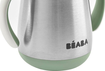 Шише за деца BEABA од нерѓосувачки челик, со сламка, 250 ml, зелена Sage