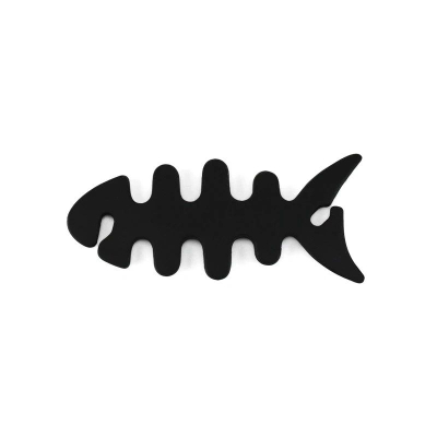Mbajtës kabllosh Cable Holder Fish, formë peshk, plastik, i zi