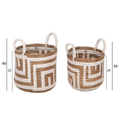 Set korbë dekorative 2-pjesësh Φ36x32-40Hcm (HM7846.01), bardhë