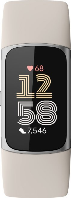 Byzylyk fitnesi Fitbit Charge 6, me GPS, mat rrahjet e zemrës, ngjyrë porcelan me argjend