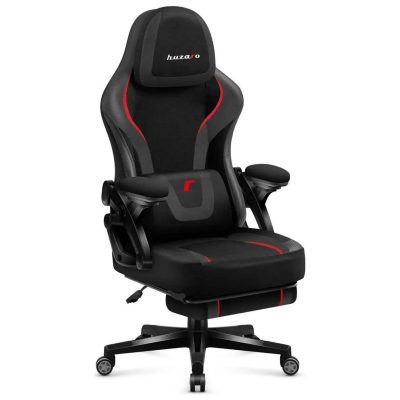 Karrige gaming Huzaro Force 4.6 Carbon, ergonomike, me mbajtëse për këmbët, e zezë