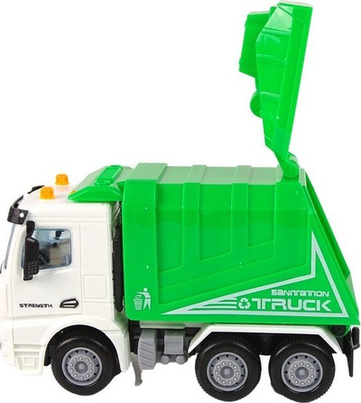 Set lodër kamion plehrash Leantoys, me figura dhe gjëra të tjera, i gjelbër me të bardhë