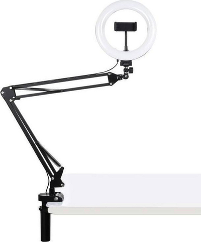 Mbajtëse për celular me llambë LED Puluz Clip PKT3089B, 26cm, e zezë