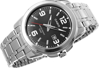 Машки часовник Casio Enticer MTP-1314D-1AVDF, аналоген кварц, не'рѓосувачки челик, сребрен со црн бројчаник