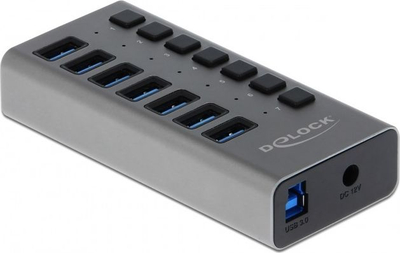 Hub USB DeLOCK i jashtëm, 7 porta, 5 Gbps, gri
