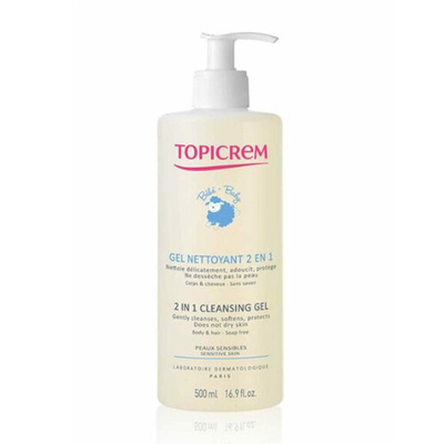 Xhel pastrues për bebe Topicrem 2 në1 BABY (Cleansing Gel), 500 ml