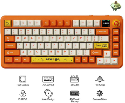 Tastierë gaming AJAZZ AK820 MAX, mekanike tri-mode, RGB, 82 taste, e bardhë