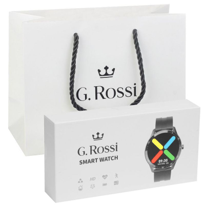 Smartwatch G.Rossi SW018-2, ekran rrumbullak me ngjyra, rrip silikoni, gri
