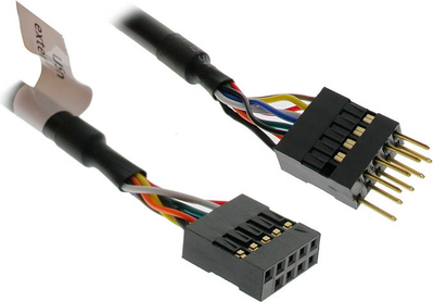 Kabllo USB Akasa EXUSBI40, 9 pin në 9 pin, 0.4m, e zezë