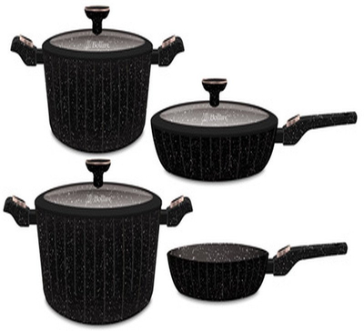 Set tenxheresh me kapakë Bollire Sicilia BR 1520, 7 copë, veshje graniti, i zi