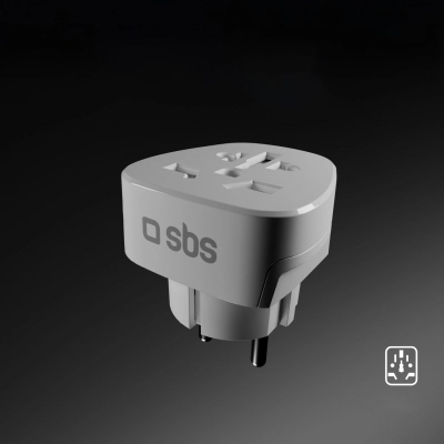 Adapter udhëtimi SBS Schuko, 100–250V, 2500W, i bardhë
