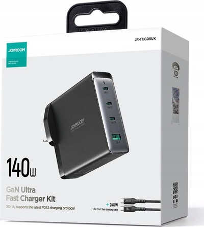 Karikues GaN Joyroom JR TCG05UK, 140W, 3x USB C 1x USB A, me kabllo USB C 240W