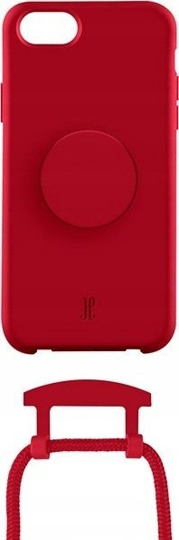 Mbrojtëse telefoni Just Elegance PopGrip për iPhone 7 8 SE 2020 2022, me rrip qafe, TPU, e kuqe