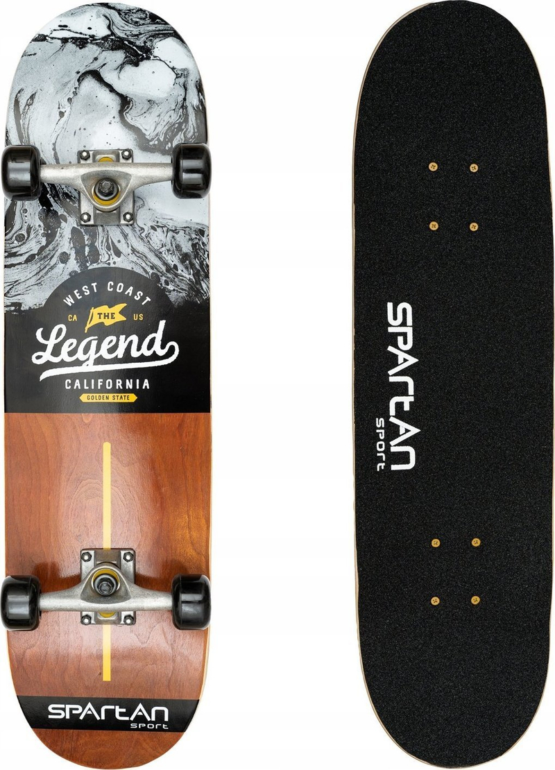 Skateboard Spartan Legend, 7 shtresa, rrota PU, shumëngjyrësh