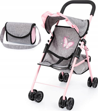 Karruçë lodrash Bayer Buggy, palosëse, me çantë dhe tendë dielli, rozë gri