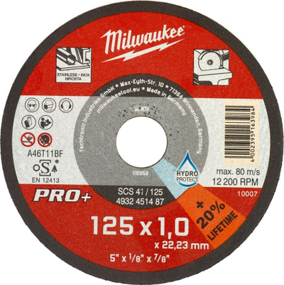 Disk prerës për mulliçkë Milwaukee 4932451487, 125mm, trashësi 1mm, vrimë 22.2mm