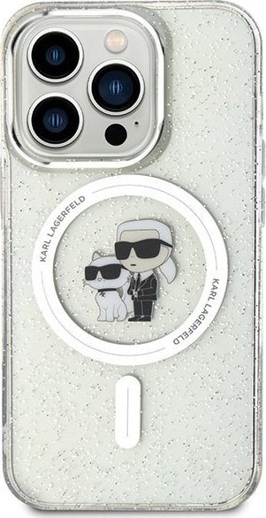 Futrollë telefoni Karl Lagerfeld KLHMP15LHGKCNOT, për iPhone 15 Pro 6.1", MagSafe, transparente me glitter