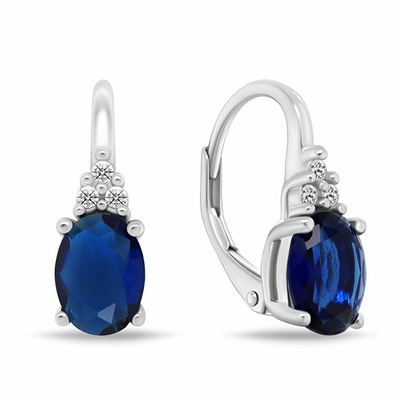 Set Pendant dhe vathë për femra Brilio Silver, të argjendtë/ të kaltër