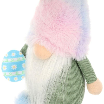 Figurinë për zbukurim Saska Gift and Decor Gnome Bunny, 27 cm, për Pashkë, rozë blu