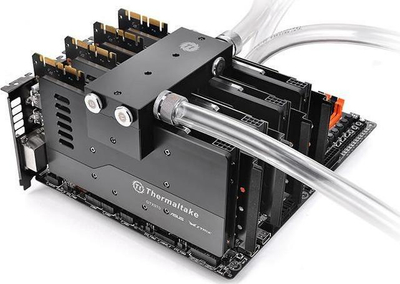 Lidhës ftohës për GPU Thermaltake Pacific VGA Bridge Quad G1/4, për 4 karta grafike, i zi