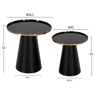 Set Beng 2 tavolina kafe Φ50&Φ40cm (HM9920), zezë