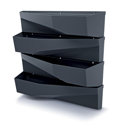 Set vazo vertikale Prosperplast Flowerpot, 4 module, antracit