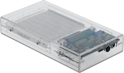 Kuti e jashtme për disk DeLOCK Dual Enclosure, 2 x 2.5", USB Type C, SATA 6 Gb/s, transparente